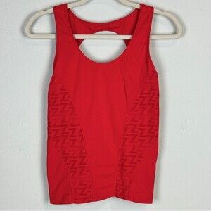 Zella Red Athletic Shirred Keyhole Back Tank Top M